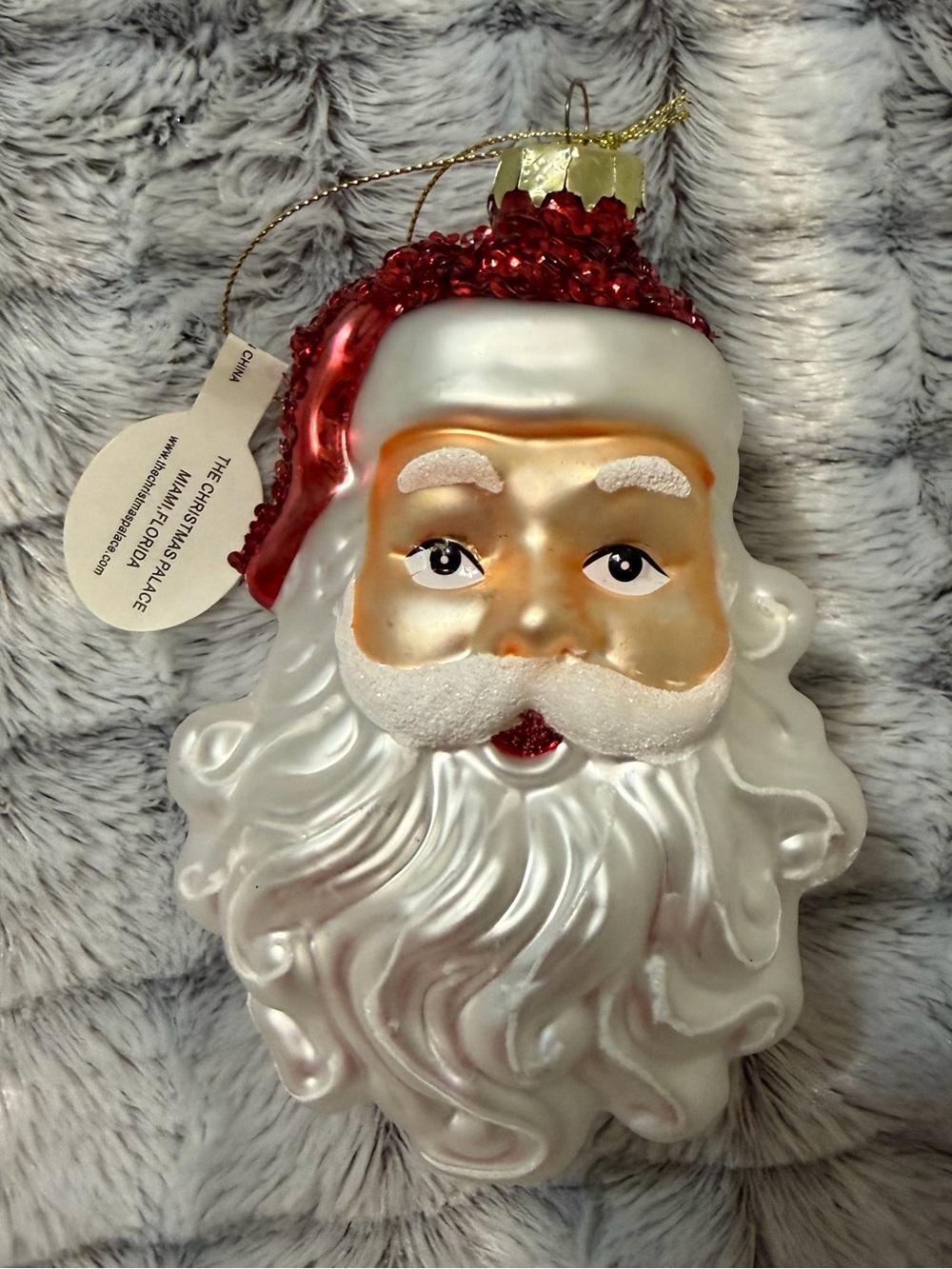 Santa Face Glass Ornament